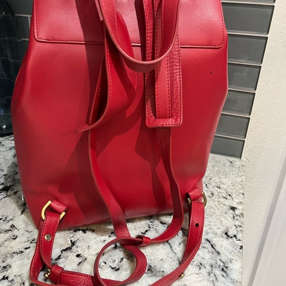 Mansur Gavriel Red Leather Backpack - Picture 8 of 13